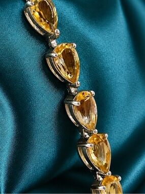 AAA Large Citrines. Brazilian Pear-Shape High End 6 3/4” long bracelet. NEW!